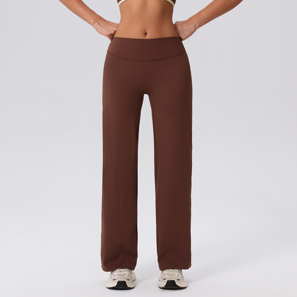 Pilates Yoga Pants Nude Feel Fitness Pants High Top Sports Straight Leg Pants