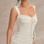 Women's Dress Wave Pattern Lace up Halterneck Slip Dress