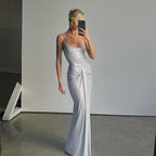 Adult Lady like Woman Crumpled Twisted Tight Waist Tall Slim Long Strappy
