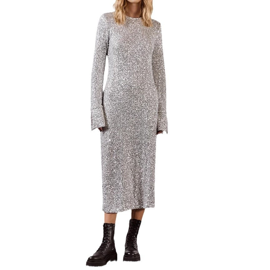 Simple Sequin Street Long Sleeve Dress