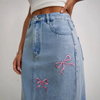 Pearl-Embellished Printed Skirt
