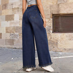 Retro Washed Distressed Raw Hem WLs Jeans HW Loose All