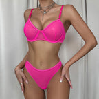 Women Clothing Popular Mesh See through Simple Suit Two Piece Sling Sexy Lingerie