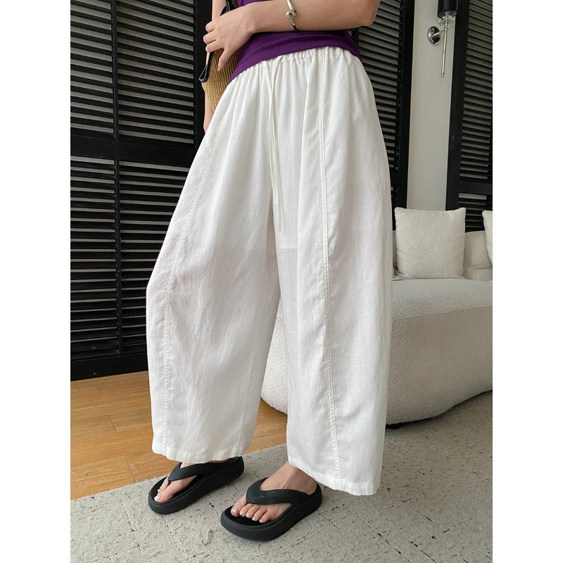 Women's Tencel-Linen Cropped Casual Pants