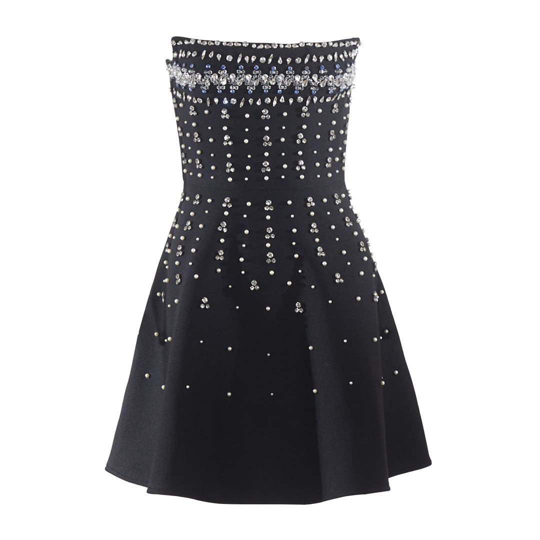 Embellished Tube Top Cinched Waist Bandage Dress Elegant Dinner