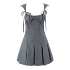 Women's Lace Up Waist Ruched Mini Dress