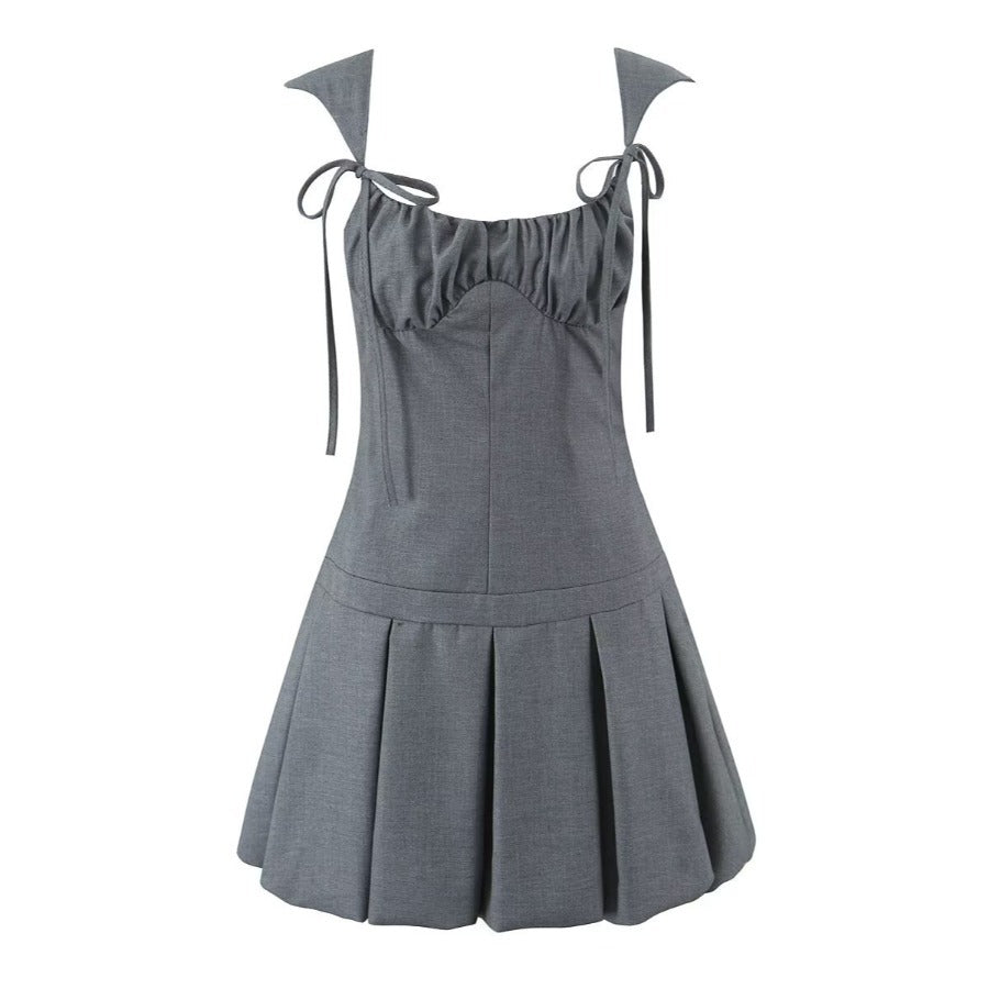 Women's Lace Up Waist Ruched Mini Dress