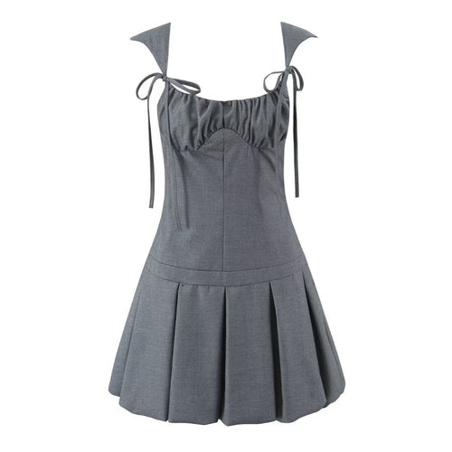 Summer Lace up Waist Controlled Bud Solid Color Waist Tight Sling Dress Short Dress