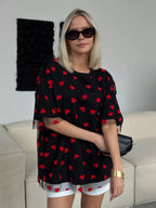 Black Red Love Mesh