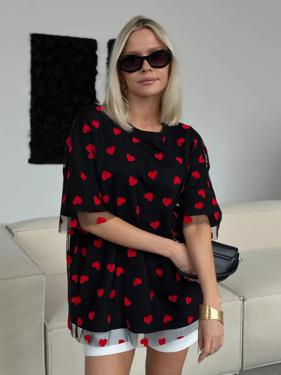 Black Red Love Mesh