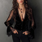 Summer Women Elegant Gothic Party Transparent Mesh Lace V