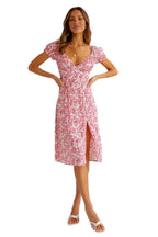 Summer Sexy Deep V neck Backless Short Sleeve Side Slit Printed Dress Women