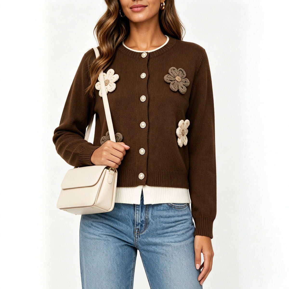 Women's Floral Embroidered Knit Cardigan