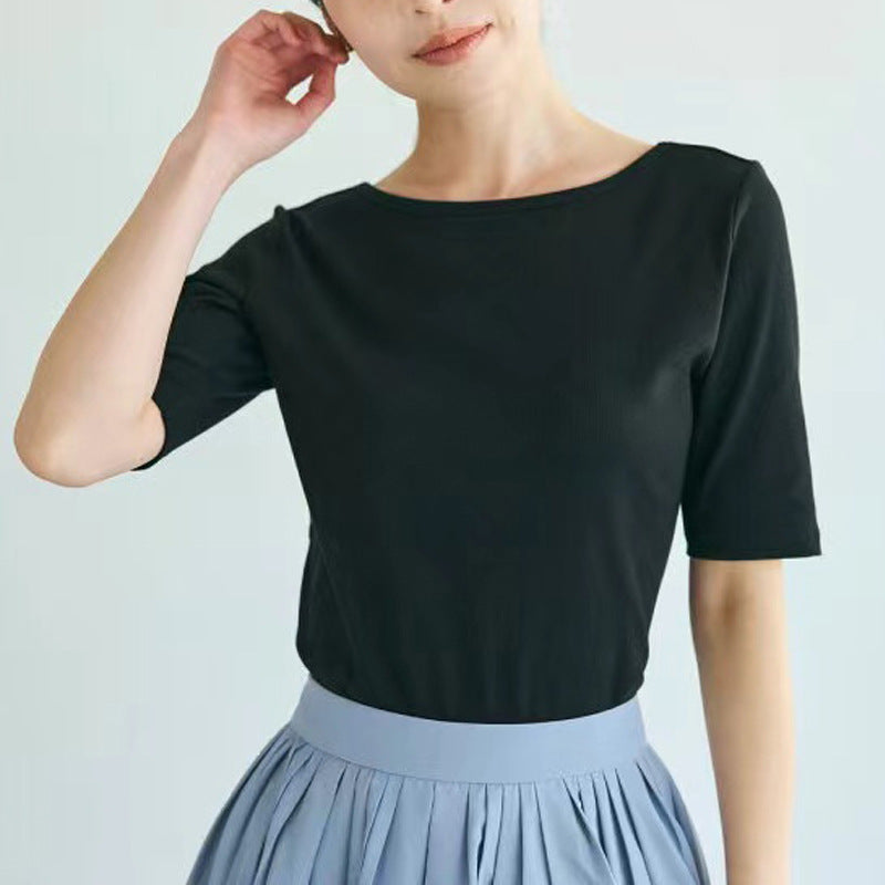 Women's Artistic Retro Minority Solid Color Striped Short Sleeve