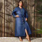 Women's Plus-Size Denim Button-Front Dress