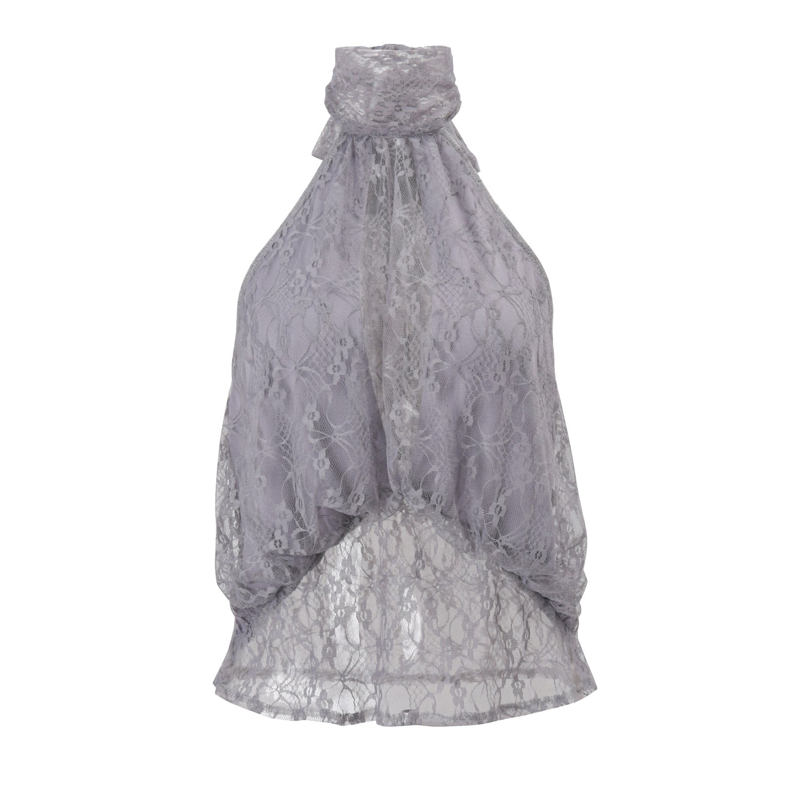 Women's Sheer Lace Halter Crop Top