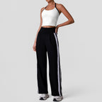 White Vest Wide Leg Pants Black