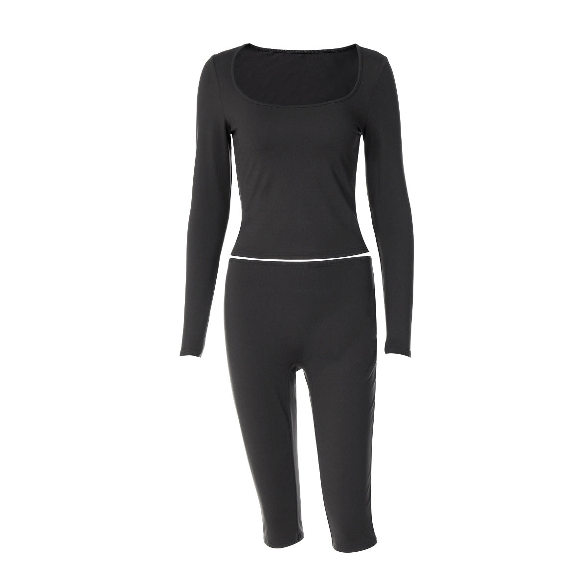 Women's Long-Sleeve Top and Yoga Shorts Set