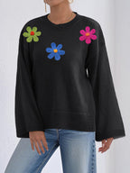 Black Top 3 Wool Flowers