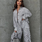 Polka Dot Print Draping Two Piece Loose