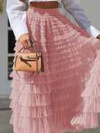 Women's High-Waisted Mesh A-Line Skirt