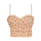 Women’s Floral Rhinestone Sweetheart Crop Top