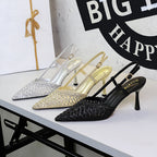 Women's Pointed-Toe Mesh Ankle-Strap Sandals