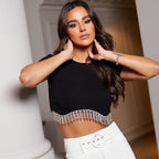 Women's Metal Chain Rhinestone Crop Top