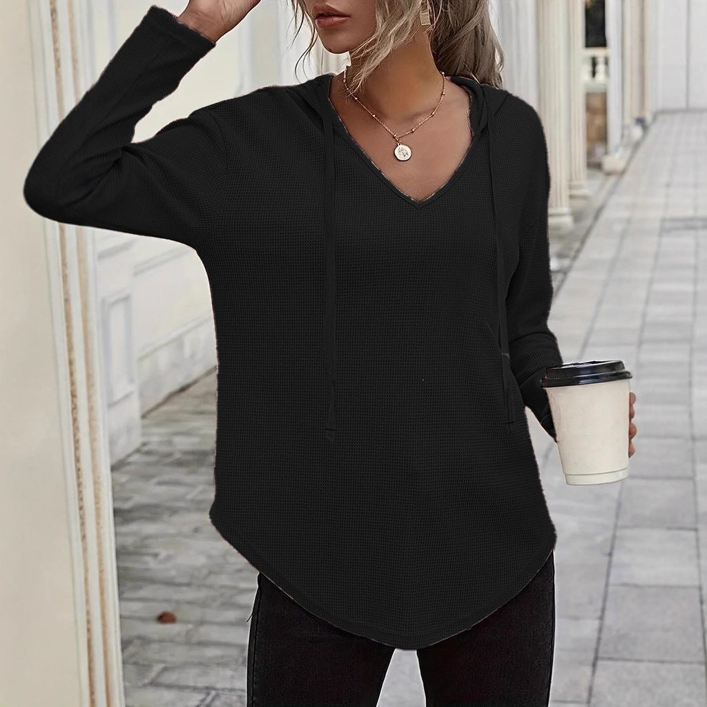 Women's V-Neck Drawstring Hoodie