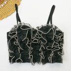 's Diamond Embedded Wave Lace Sling With Steel Ring Boning