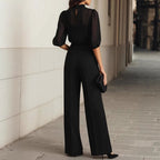 Women Summer Slimming Printed Short Sleeved Wide Leg Pants Three Piece Set