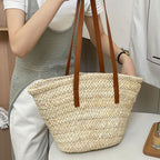 Women's Woven Straw Tote Beach Bag