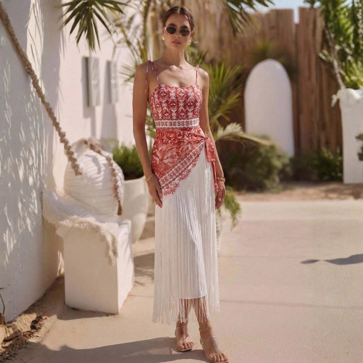 Ethnic Tassel One-piece Swimwear