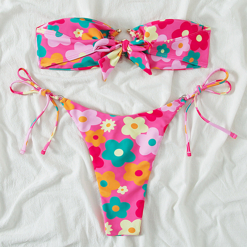 Split Solid Bikini Swimwear