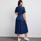 Women's Cinched-Waist Denim Maxi Dress