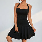 Women’s Knitted Halter Backless Swing Dress