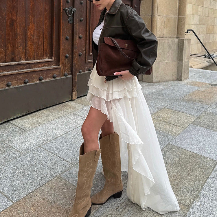 Ruffled Chiffon Sheer Skirt