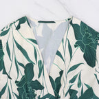 Women's Autumn Floral V-Neck Dress with 3/4 Sleeves