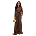 Women's Satin Lace-Up Long-Sleeve Dress