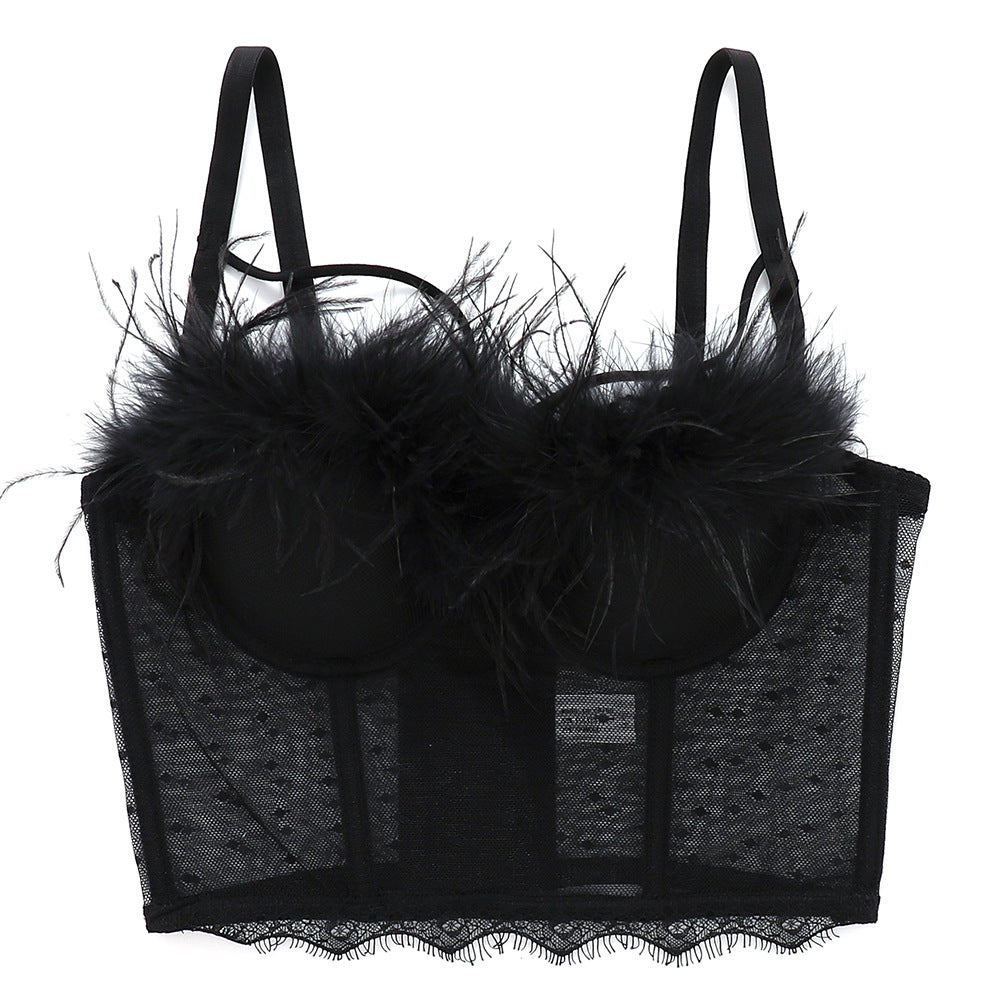 's Lace Mesh Camisole Vest Hollow Out Cutout Backless True