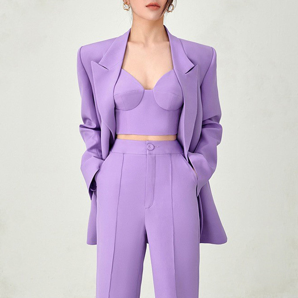 High Quality Casual Office Internet Celebrity Business Blazer Suit Three-Piece Set