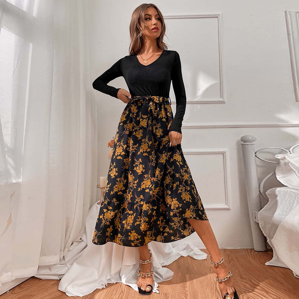 Women's Floral V-Neck Midi Dress