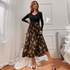 Women's Floral V-Neck Midi Dress