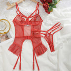 Sexy Lingerie Uniform Sexy Sexy Cutout Fishnet Clothes Suit Ruffled Garter Belt