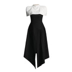 Elegant Vietnam Detachable Pullover Patchwork Cami Dress Summer Slit