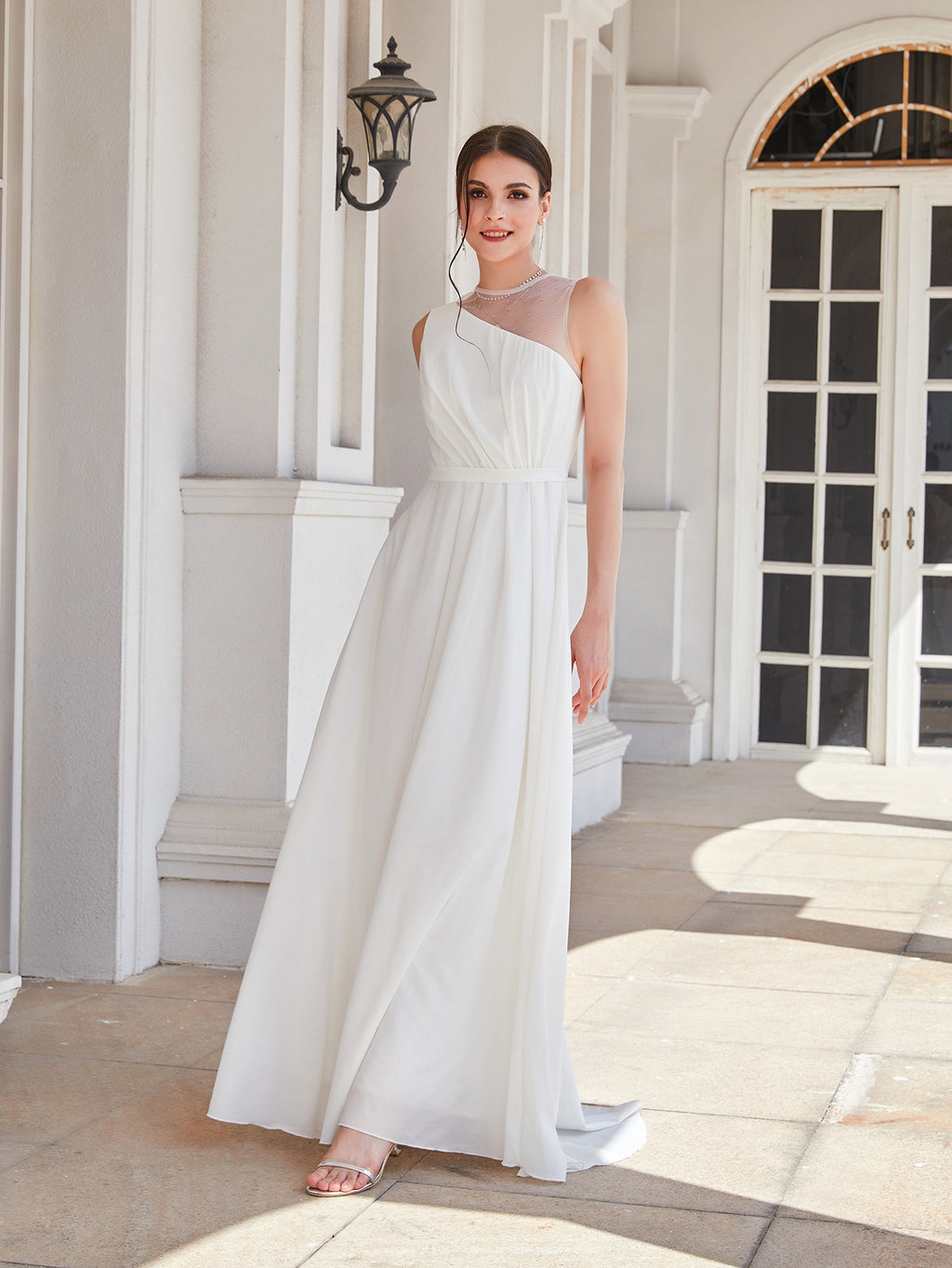 Women's Rhinestone Lace A-Line Maxi Dress