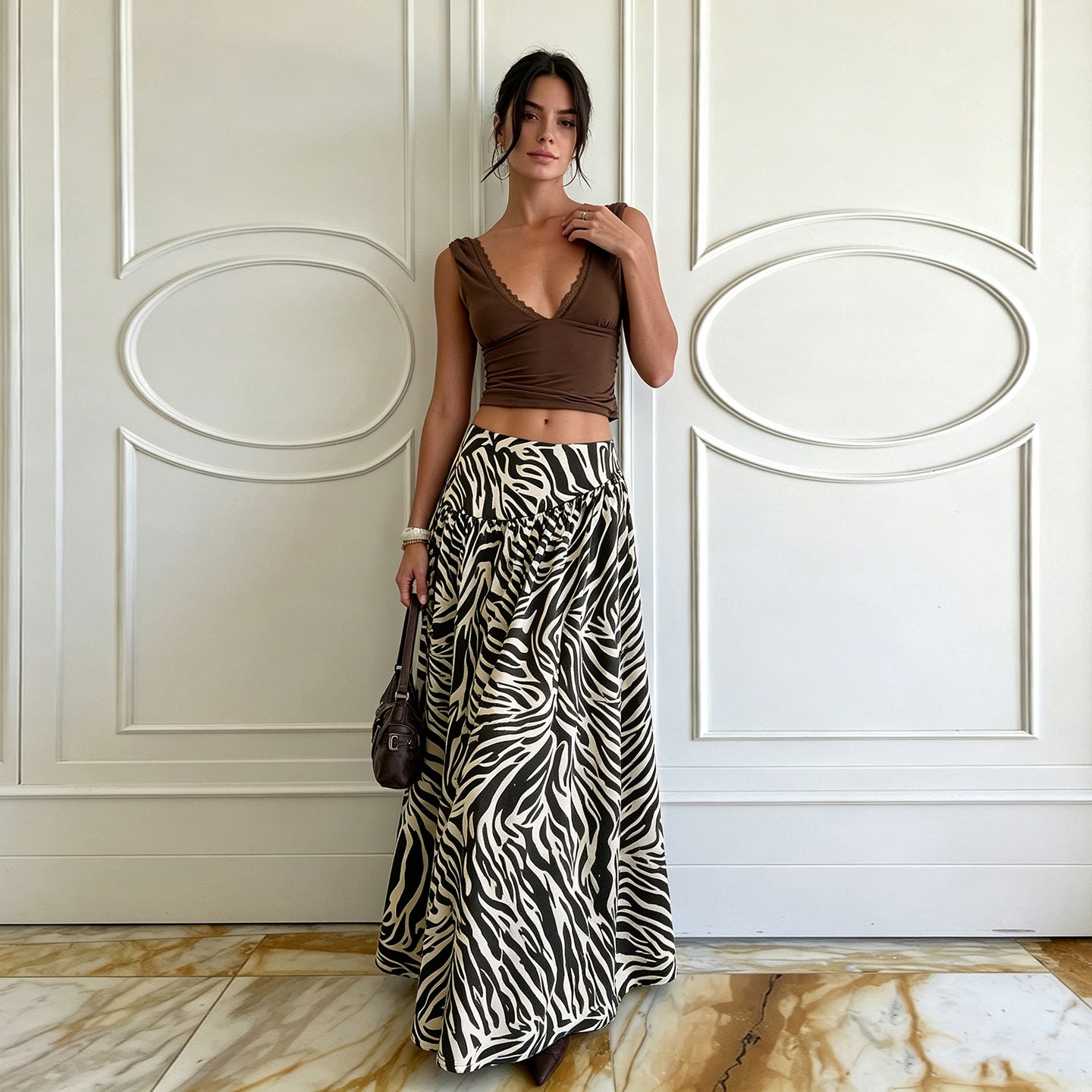 Women's Zebra Pattern Loose A Hem Skirt Idle Casual Vacation