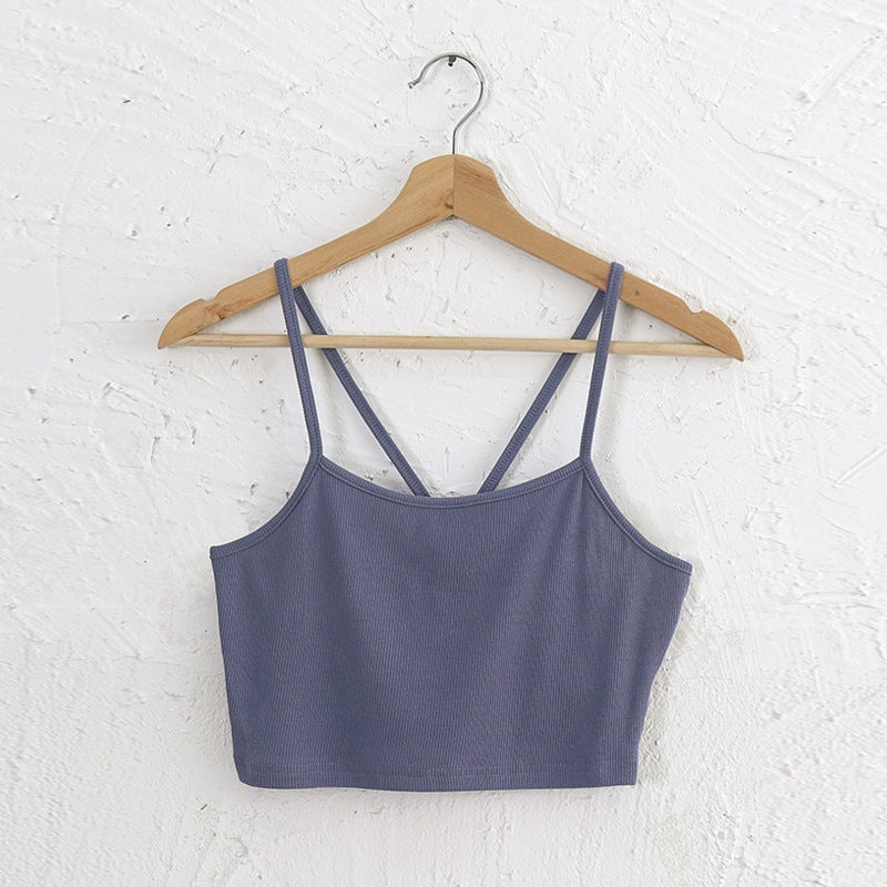 's Knitted Halterneck Vest Careful Machine Design Sling Basic Top