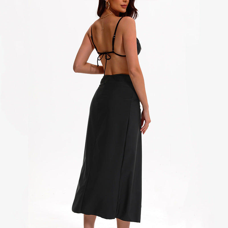 Tie Slit One-piece Swimwear