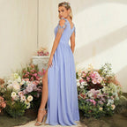 Women's V-Neck Slit Evening Dress
